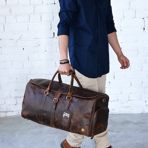 Leder Wochenendtasche mit Schuhfach - Die ultimative Kurzreisetasche, TSA-zugelassene Handgepäck-Reisetasche, personalisiertes Geschenk für Ihn