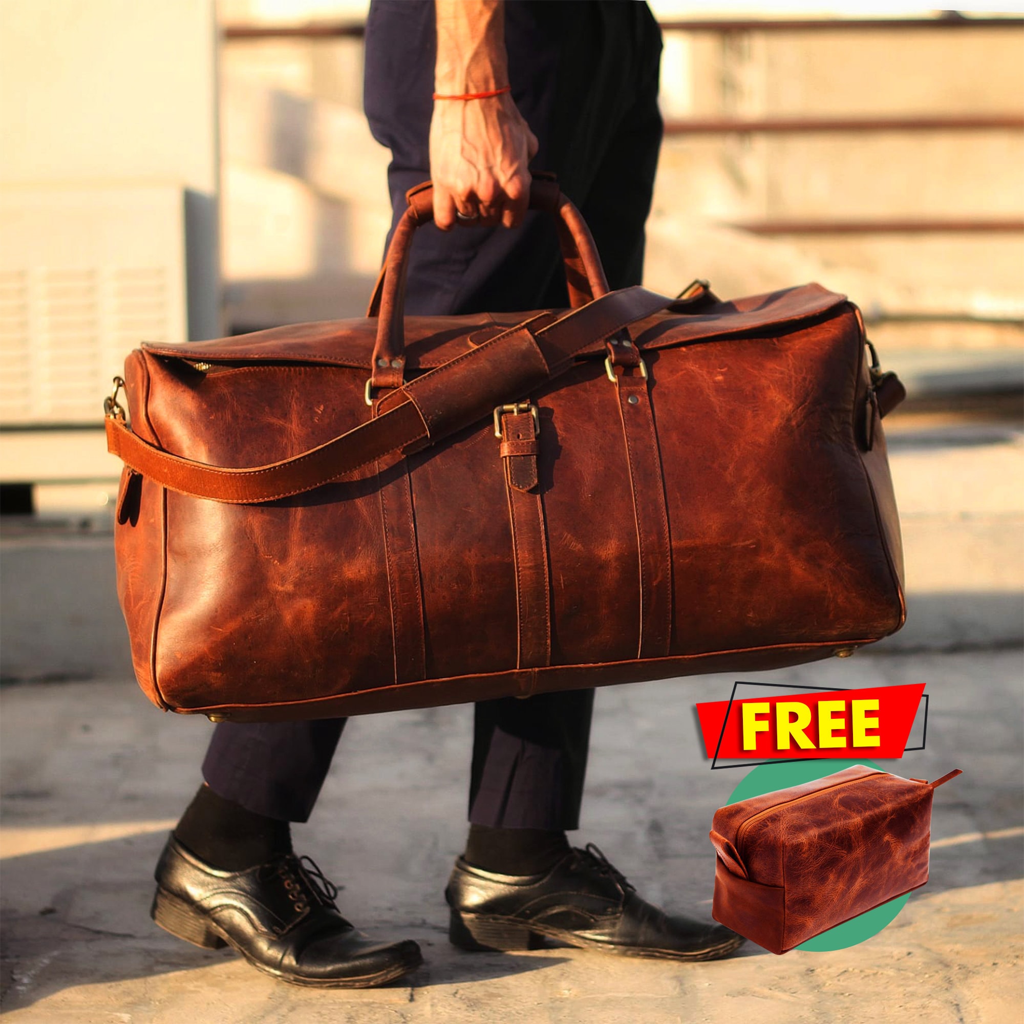 Mens leather deals cabin bag