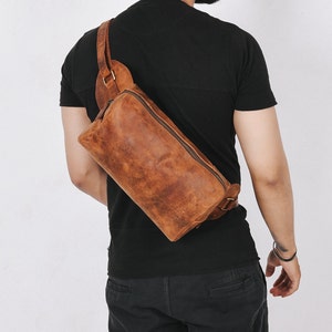 Handmade Leather Shoulder Bag Men | Leather Sling Bag | Crossbody Bag | Brown Leather Bag | Man Bag | Festival Bag | Personalized Gifts