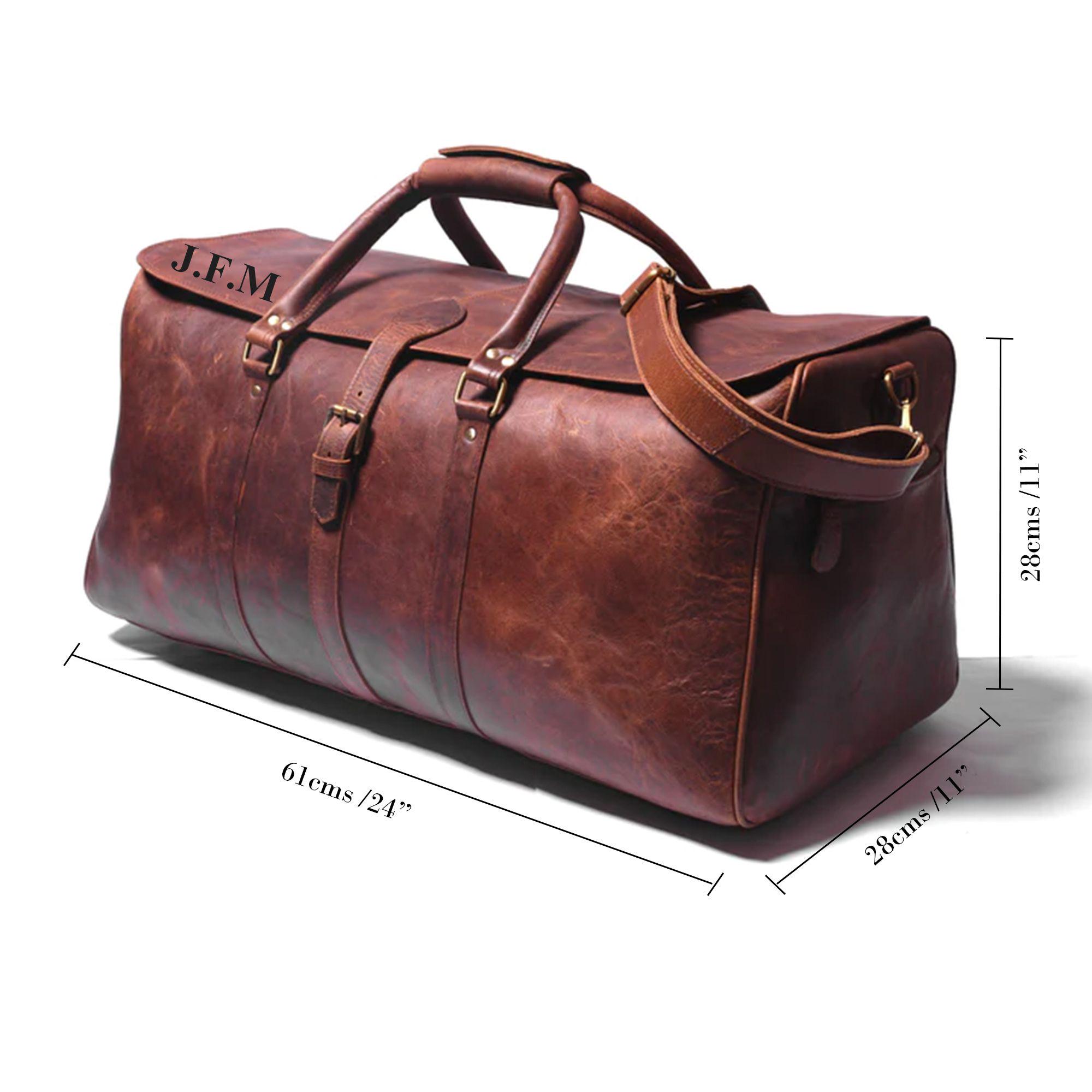 Sac De Voyage En Cuir Véritable Pleine Fleur Marron - Bandoulière, Taille Moyen - Neuf Sans étiquette