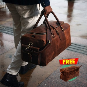 Personalisierte handgemachte Vollnarbenleder Reisetasche Laser graviert Wochenend-Reisetasche Overnight Handgemachte Tasche Leder Reise-Geschenk-Set für ihn