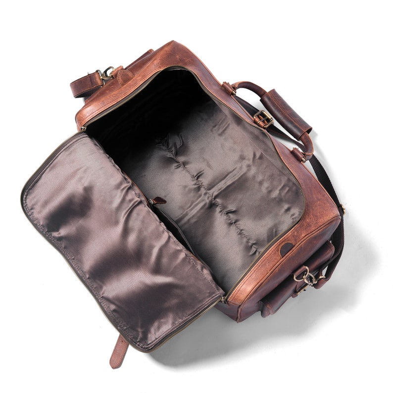 Buy Full Grain Leather Duffle Bag/monogrammed Leather Weekender Online