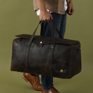 Personalized Travelling Bag Men, Full Grain Leather Duffle Bag, Monogrammed Weekender Carry-on Bag, Unique Valentine's Day Gifts For Him,