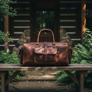 Sac de voyage week-end en cuir de buffle pour homme - Sac de voyage week-end personnalisé en cuir pleine fleur