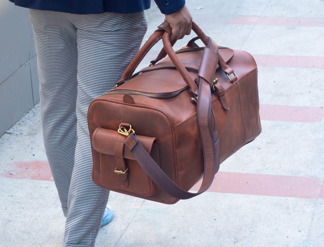 Personalized Guy Gift Mens Leather Bag Duffle Bag Gift for Etsy