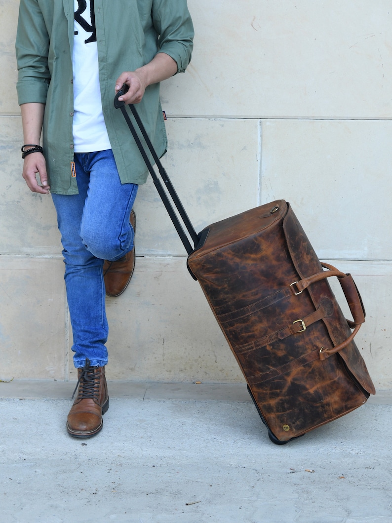 Handmade Full Grain Leather Duffle Bag | Genuine Leather Weekender Bag | Leather Holdall | Overnight Bag Men | Personalized Gifts For Him | cyber2023 | Christmas Gift For Husband