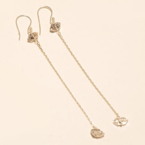 Raw Diamond Earrings, April Birthstone,Ear Wire, Raw Herkimer Diamond, Minimalist Earrings, Bridesmaid Gift,Dainty Herkimer