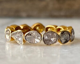 18kt Solid Gold Band Natural Polki Diamond Band Ring Genuine Band ring Gift for Her  Anniversary Gift Wedding Gift Mothers Day Gift