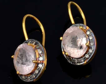 Morganit Ohrring, Oval Morganit Ohrring, 925 Sterling Silber Ohrring, Rosa Morganit Ohrring, Braut Ohrring, Glorious Ohrring