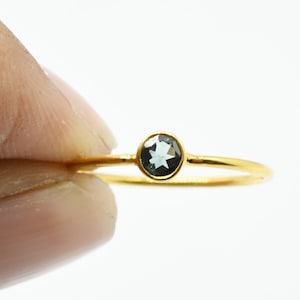18kt Solid Gold Ring, Blue Aquamarine Ring, Genuine ring, Handmade Ring, 9kt Stamped Ring, Anniversary Gift ring