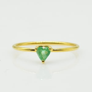 18kt Solid Gold Ring, Emerald Ring, Heart Shape Emerald, Handmade Ring, Unique Ring, Anniversary Gift Ring