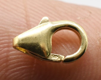 Fermoir gâchette en or massif 14 carats pour collier avec cadenas en or jaune marqué à l'intérieur
