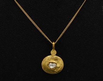 Kstyle Collier avec pendentif rond en argent sterling 925 avec pierre de naissance du mois d'avril pour femme, petite amie, maman, elle, plaqué or