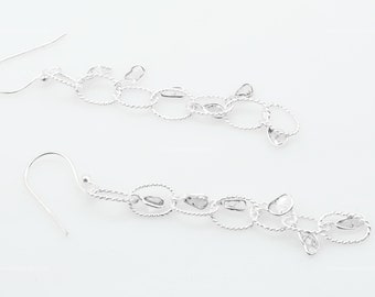 Natural Polki Diamond Earrings, 925 Sterling Silver Exclusive Wedding Earrings Stunning Bridal Drop & Dangle Earrings, Gift For Love