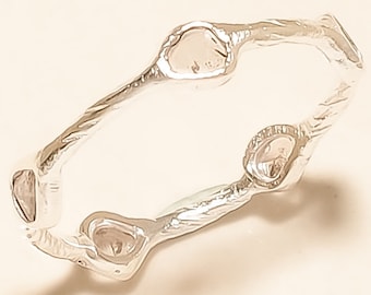 0.95 C.T Natürlicher Polki Ring, ungeschnittener Diamantring, 925 Sterling Silber Ring, Diamantring im Rosenschliff, echter Diamantring