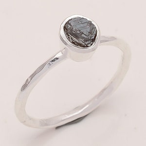 Natural Raw Diamond Ring, Rough Diamond Ring, 925 Sterling Silver Ring, Unique Ring, Handmade Ring, Fine Ring, Mother&#39;s Gift, Gift for Her