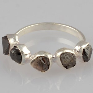 Custom Raw black diamond ring, 925 Sterling Silver, Genuine ring, Anniversary Gift ring, Handmade ring, Gift for Her