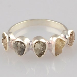Natural Raw Rough Diamond ring 925 Sterling Silver Genuine Diamond ring Anniversary Gift Wedding Gift Christmas Special