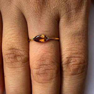 9kt Solid Gold Ring, Citrine Ring, Genuine Ring, Handmade Ring, Lovely Ring fine Ring, Anniversary Gift Ring, Bridal Ring