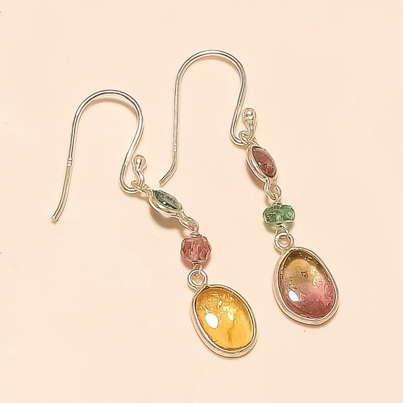 Silver Plated Tourmalien Jewelry 925 Sterling Silver Earrings