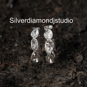 1,20 CTW Natuurlijke Polki Diamond Hoop Earring 925 sterlingzilver Echte oorbel Unieke oorbel mooie oorbel Jubileumcadeau