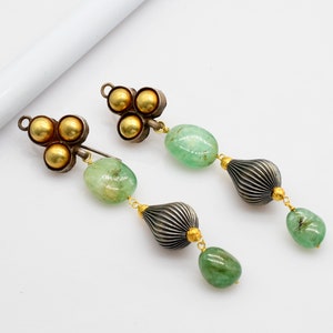 Natural Colombian Emerald Earring Antique Earring Handmade earring 92.5% Sterling Silver earring Gift for Her Art Deco earring