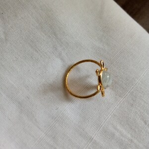 K&ouml;nnte beinhalten: Ein goldener Ring mit einem wei&szlig;en Edelstein, der in einem Schildkr&ouml;ten-Design gefasst ist.