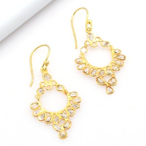 1.65 CTW Natural Polki Diamond Earring 925 Steling Silver Handmade earring Genuine earring Anniversary Gift earring