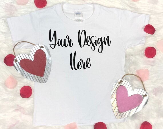 Valentines Day Youth Gildan 2000b White Mockup Photo Valentines Day Youth Gildan 2000b White Mockup Photo