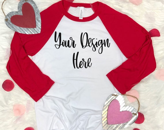Valentines Day Bella Canvas 3200 Raglan Mockup Photo