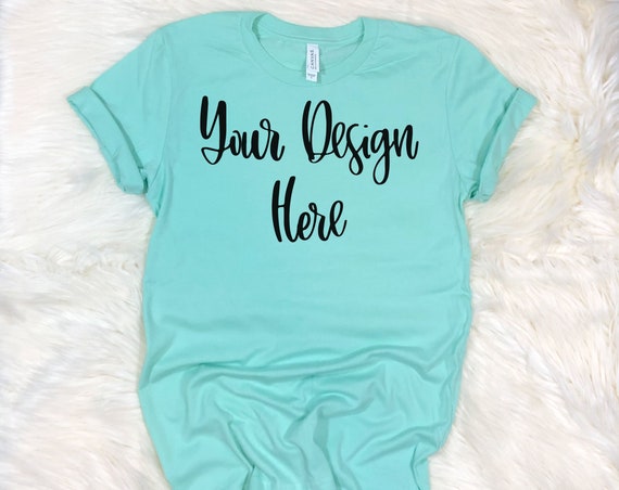 Bella Canvas 3001 Mint Mockup Photo Flatlay Photo