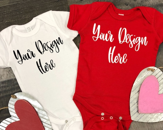 Valentines Day Rabbit Skins 4400 Baby Bodysuit Mockup Photo Valentines Day Rabbit Skins 4400 Baby Bodysuit Mockup Photo