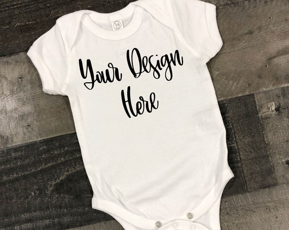 Rabbit Skins 4400 White Baby Bodysuit Mockup Photo