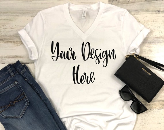 Download Free Bella Canvas 3005 White Mockup Photo Flatlay Photo ...
