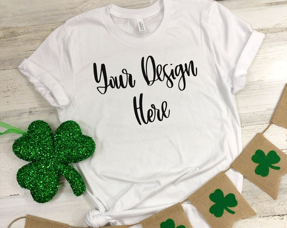 St Patricks Day Bella Canvas 3001 White Mockup Photo St Patricks Day Bella Canvas 3001 White Mockup Photo