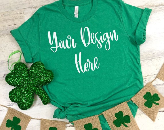 St Patricks Day Bella Canvas 3001 Heather Kelly Mockup