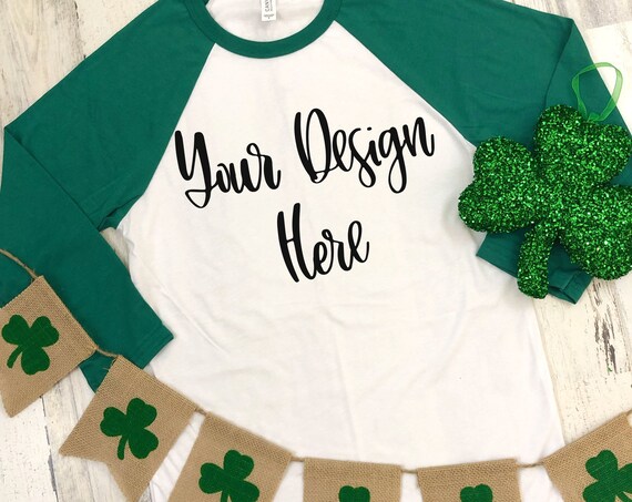 St Patricks Day Bella Canvas 3200 Raglan Mockup Photo