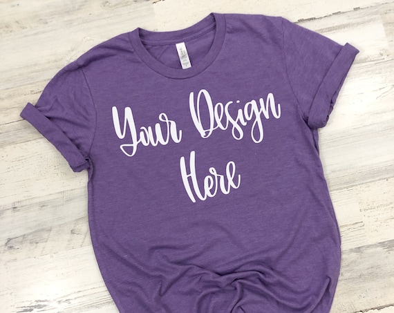 Bella Canvas 3001 Heather Team Purple Mockup Photo