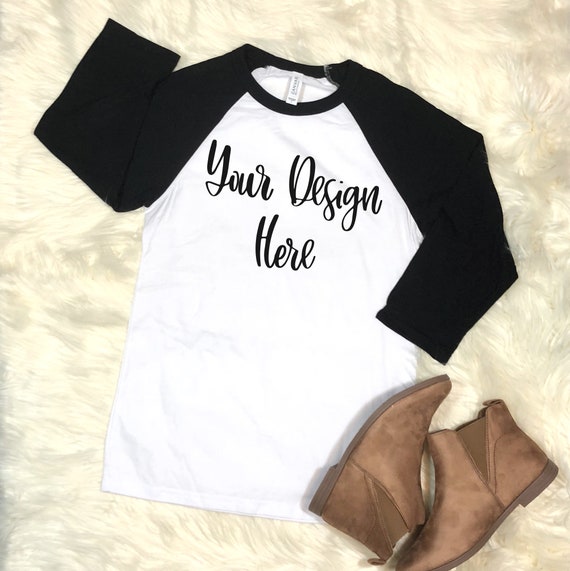 Download Free Bella Canvas 3200 Raglan Mockup Photo Flatlay Photo (PSD) - Download Free Bella Canvas 3200 ...