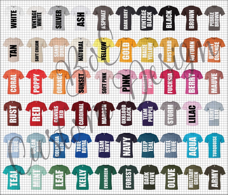Download Bella 3001 & 3001CVC Color Charts Bella 3001 Unisex T ...