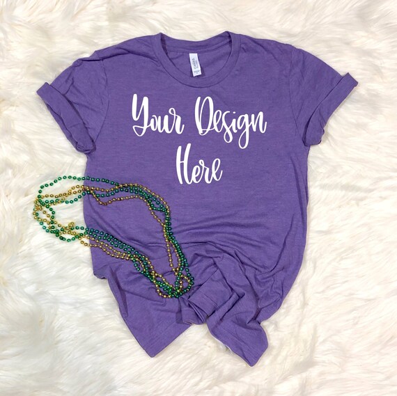 Bella Canvas 3001 Heather Team Purple Mockup Photo Flatlay Etsy