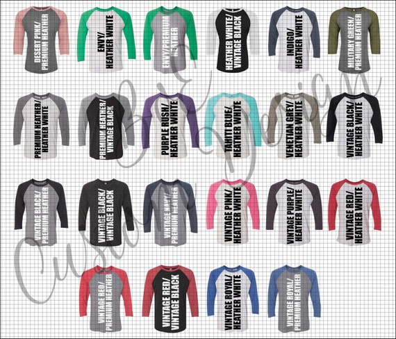 Next Level Raglan Color Chart