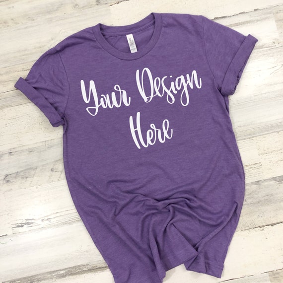 Bella Canvas 3001 Heather Team Purple Mockup Photo Flatlay Etsy