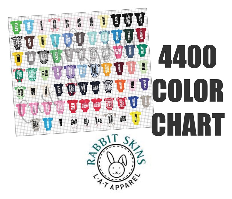 Rabbit Skins 4400 Color Chart LAT Apparel 4400 Baby Bodysuit Etsy