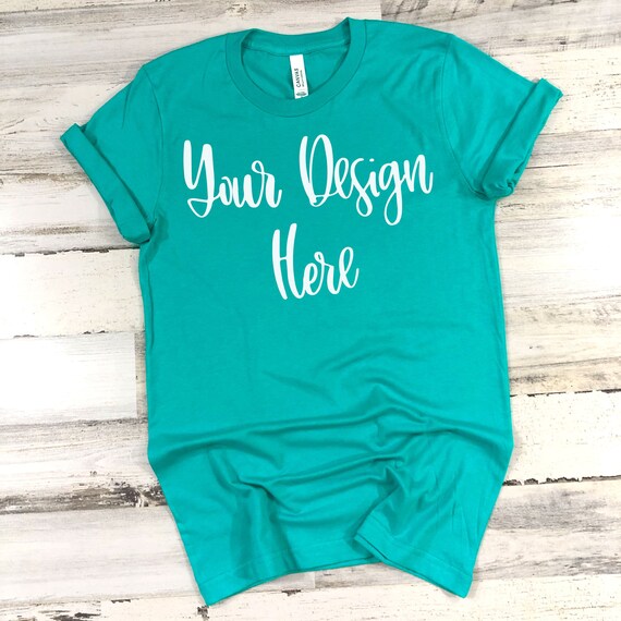 Bella Canvas 3001 Teal Mockup Photo Flatlay Photo Bella Etsy