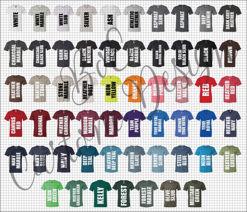 bella canvas 3005 color chart