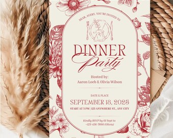Invitación digital/móvil para cena de estilo vintage