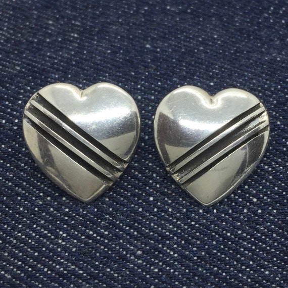 Vintage Navajo Johnson Yazzie Silver  Heart Pierc… - image 2