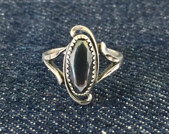 Southwestern Hematite Sterling Silver Ring Sz 5