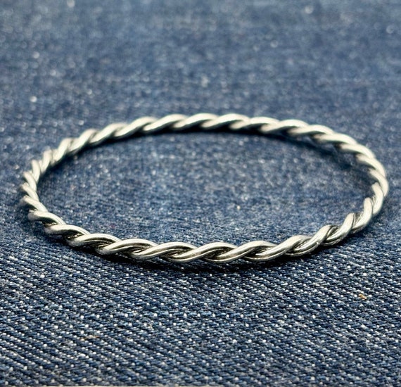 Native American Twisted Sterling Silver Bangle Br… - image 1